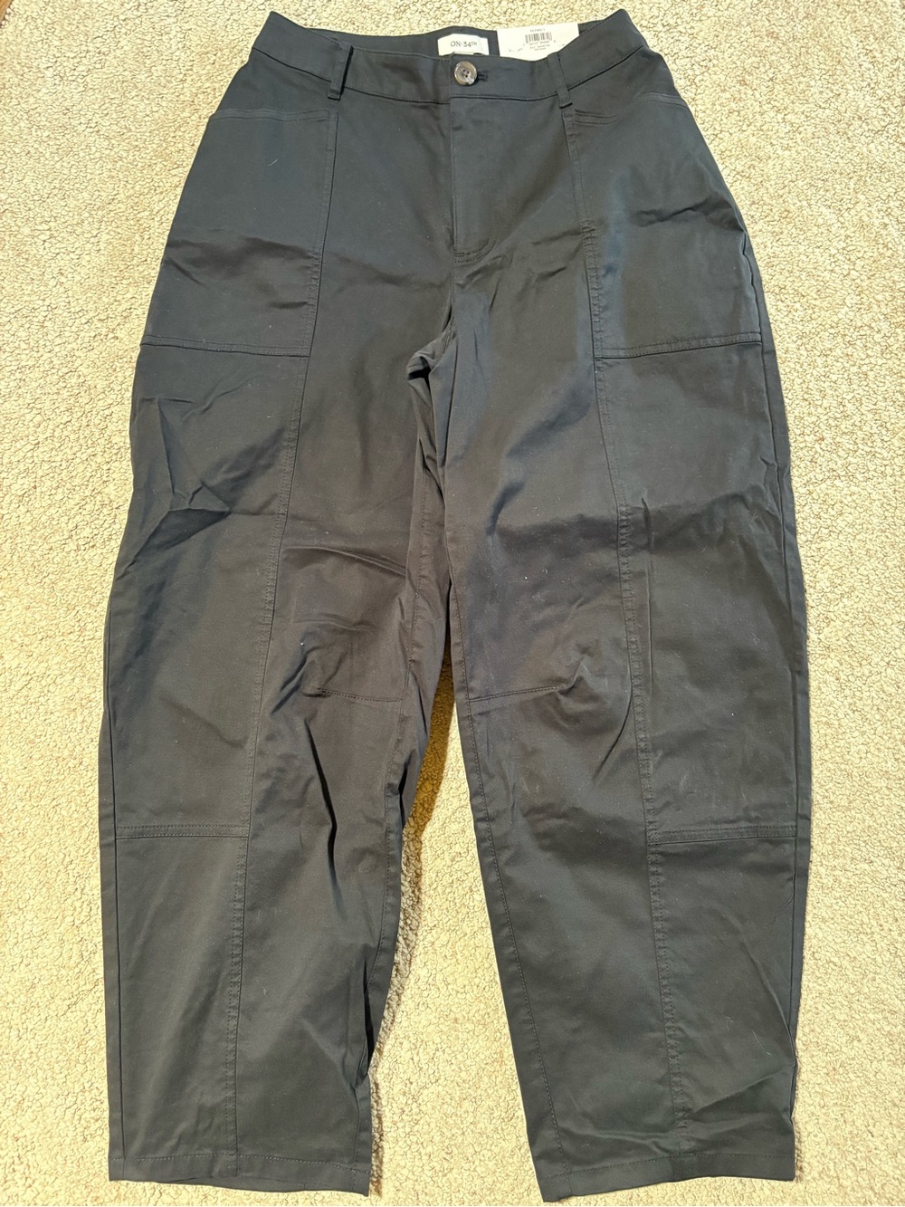 On 34th Black Utility Barrel Leg Pants